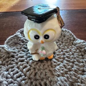 Small Wise Owl Ceramic Graduation Figurine or Cake Topper
